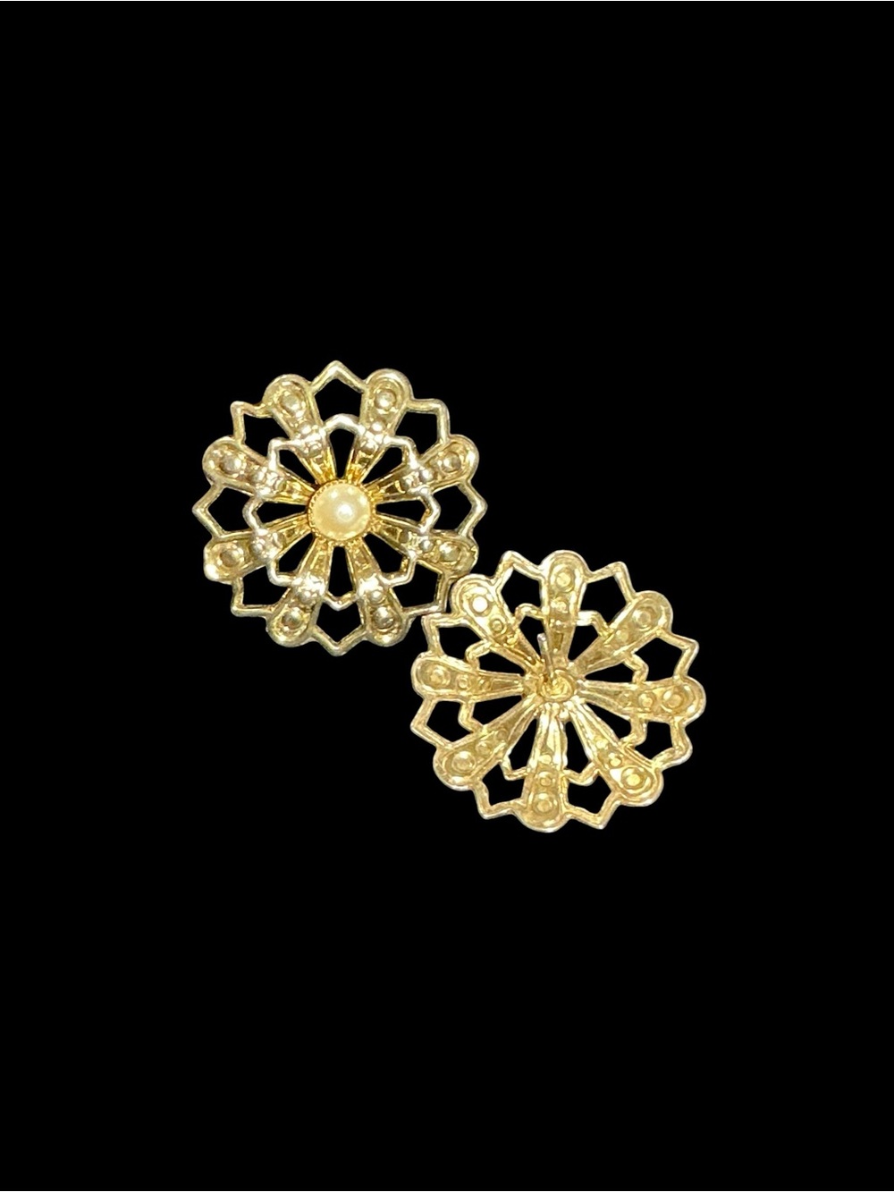 Gold Floral Filigree Stud Earrings - Elegant Women’s Jewelry